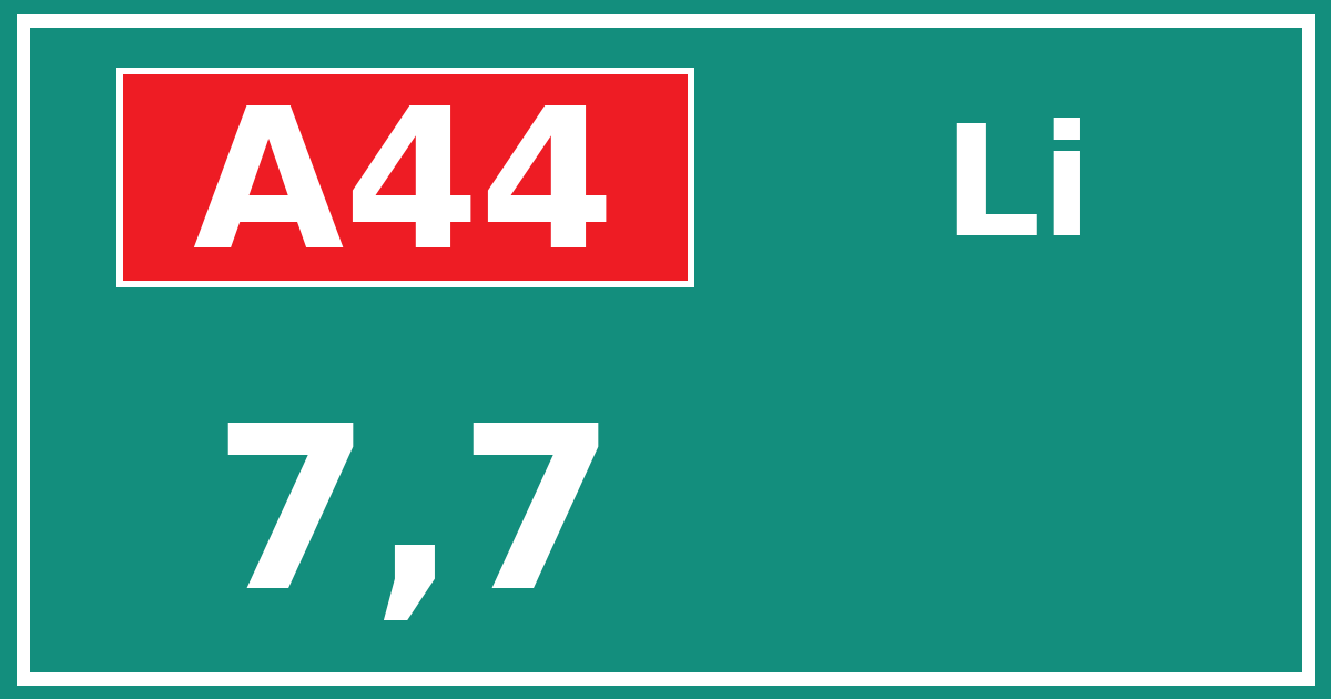 Hectometerbord A44 7,7 zijde Li