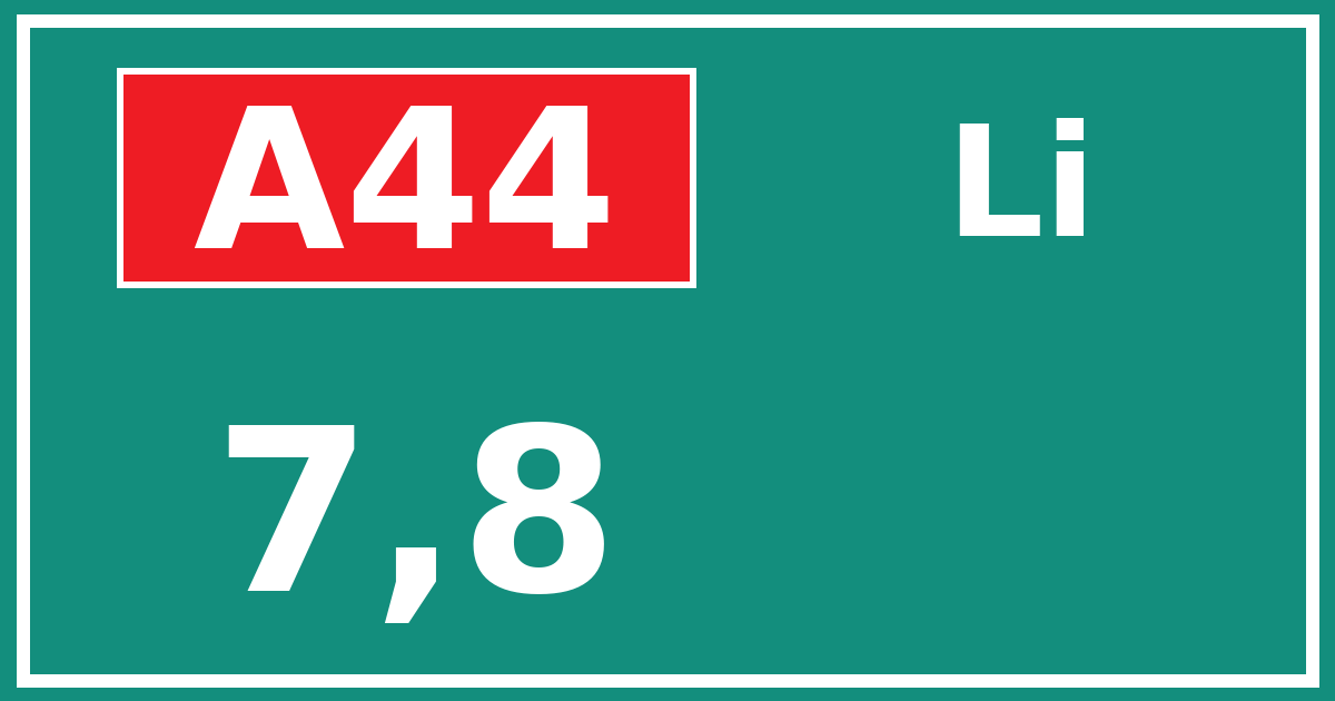 Hectometerbord A44 7,8 zijde Li
