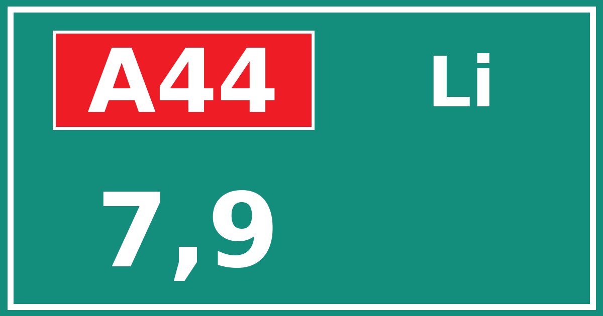 Hectometerbord A44 7,9 zijde Li