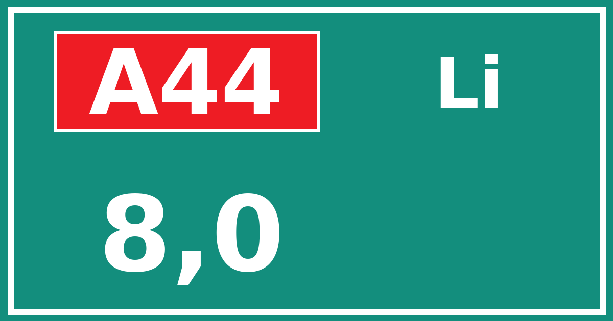 Hectometerbord A44 8,0 zijde Li