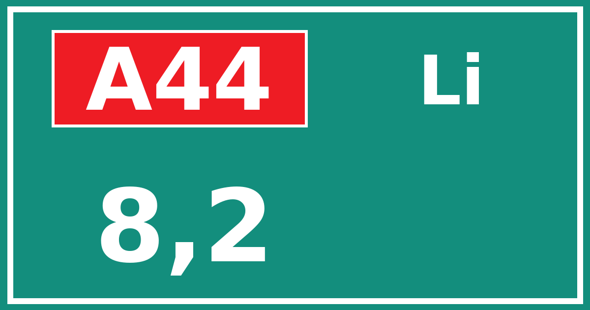 Hectometerbord A44 8,2 zijde Li