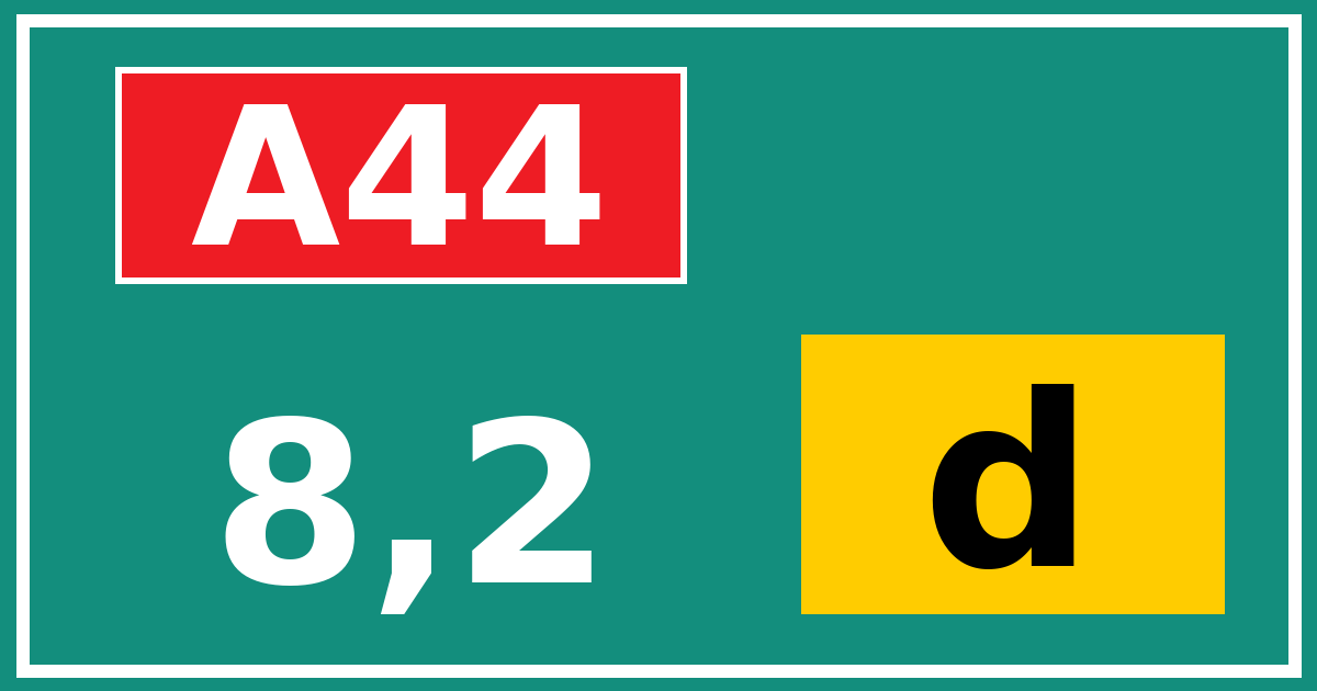 Hectometerbord A44 8,2 letter d