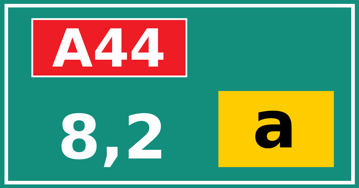 Hectometerbord A44 8,2 letter a
