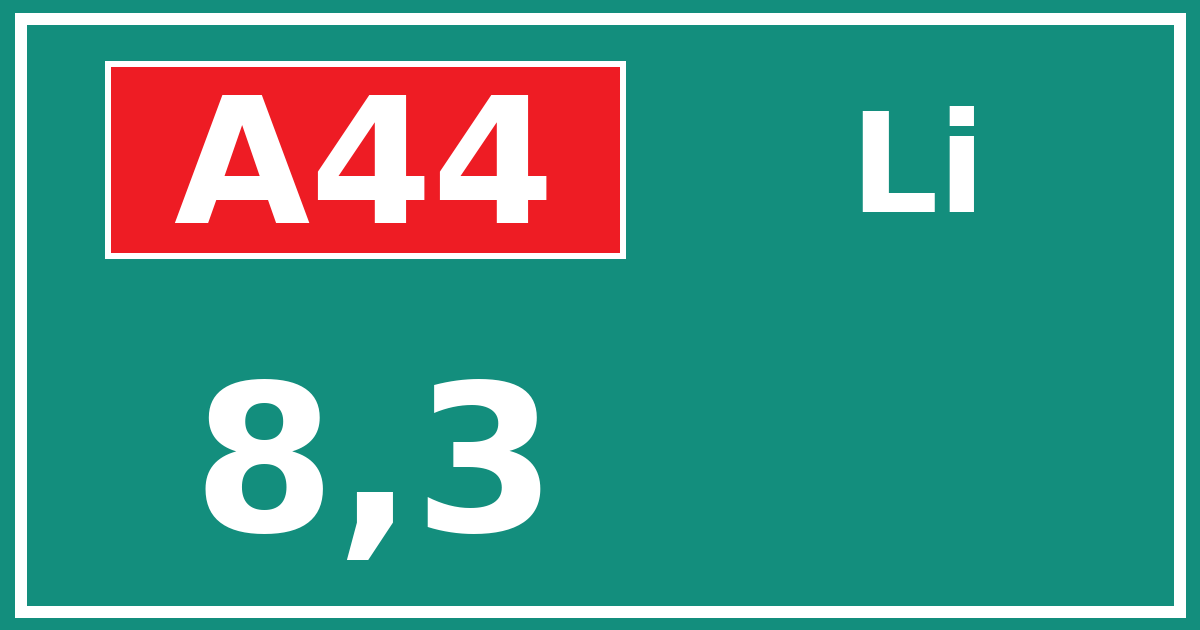 Hectometerbord A44 8,3 zijde Li