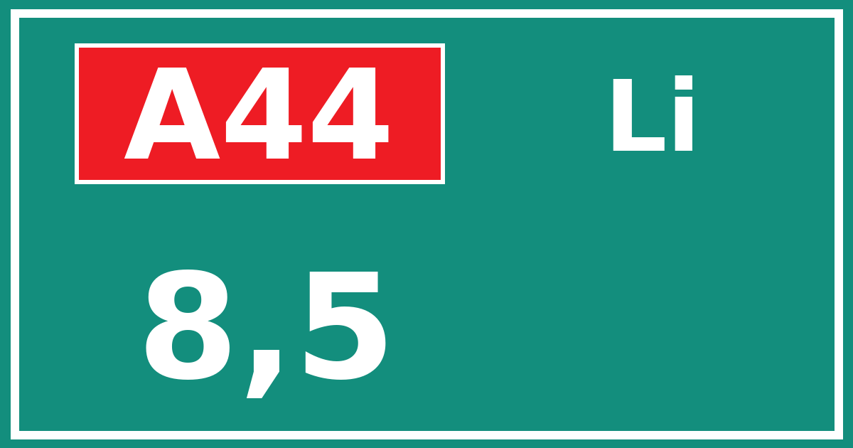 Hectometerbord A44 8,5 zijde Li
