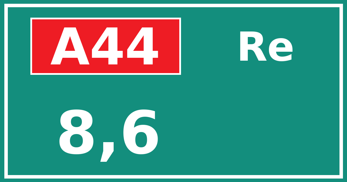 Hectometerbord A44 8,6 zijde Re