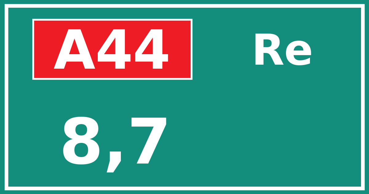 Hectometerbord A44 8,7 zijde Re
