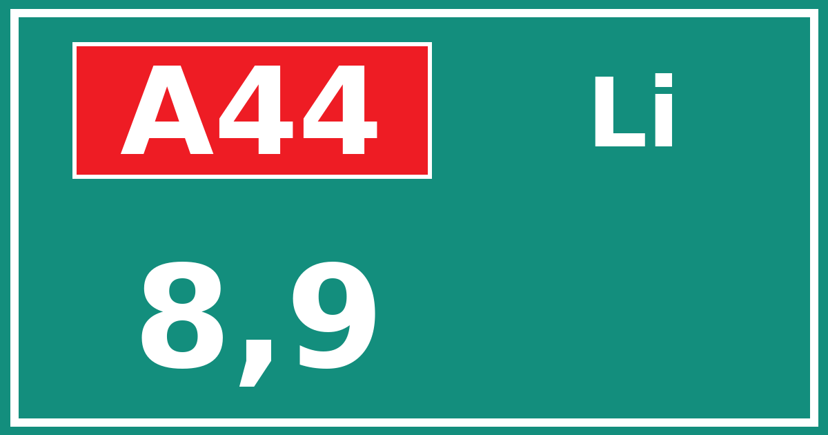 Hectometerbord A44 8,9 zijde Li