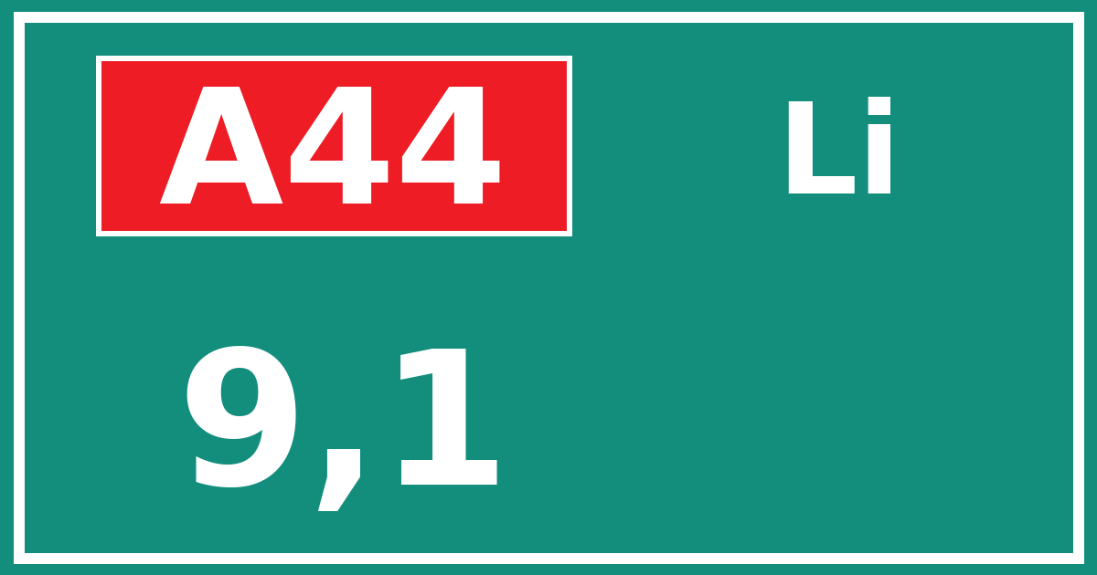 Hectometerbord A44 9,1 zijde Li