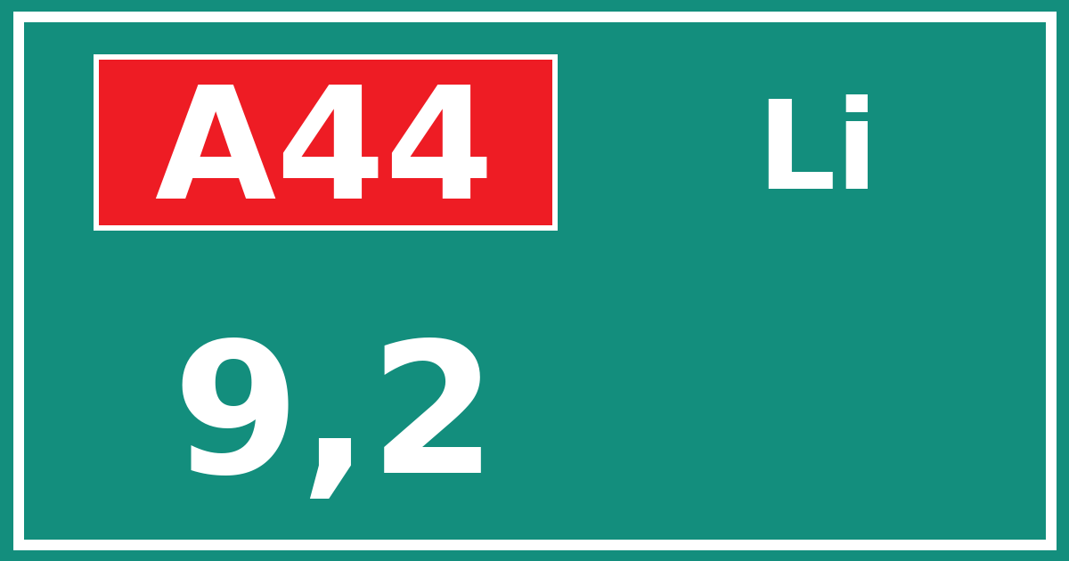 Hectometerbord A44 9,2 zijde Li