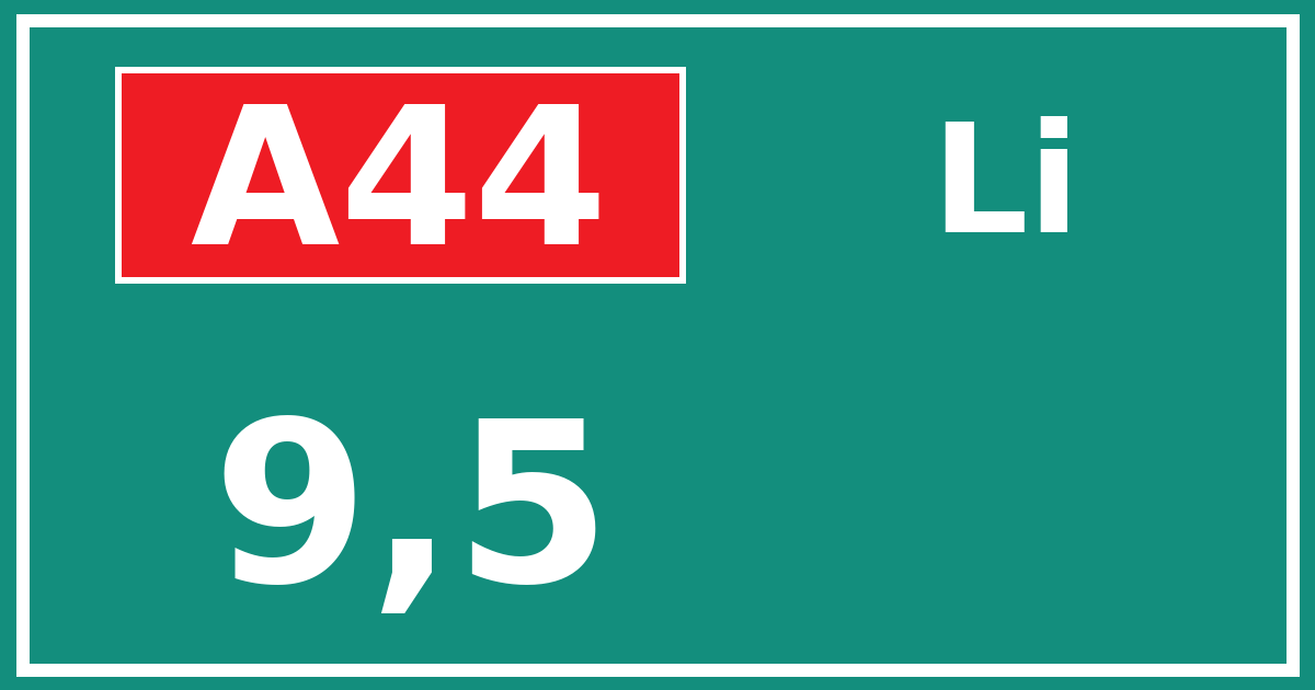 Hectometerbord A44 9,5 zijde Li