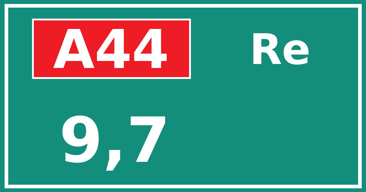 Hectometerbord A44 9,7 zijde Re