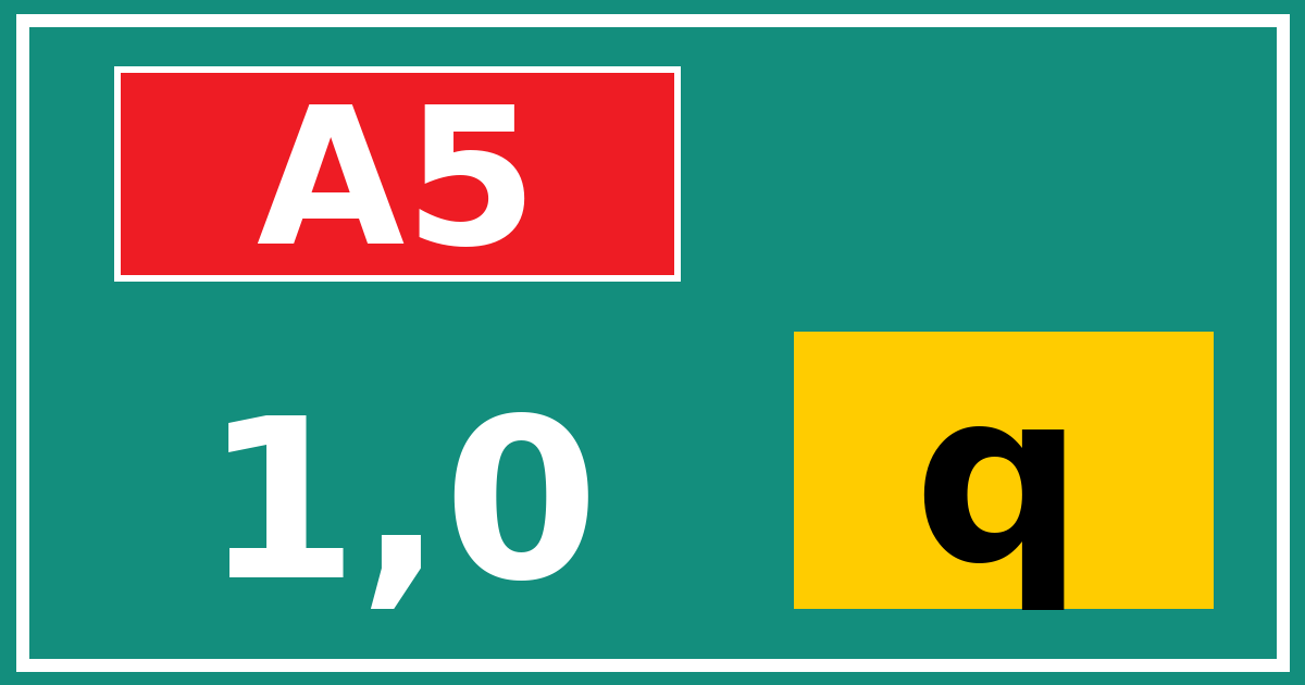 Hectometerbord A5 1,0 letter q