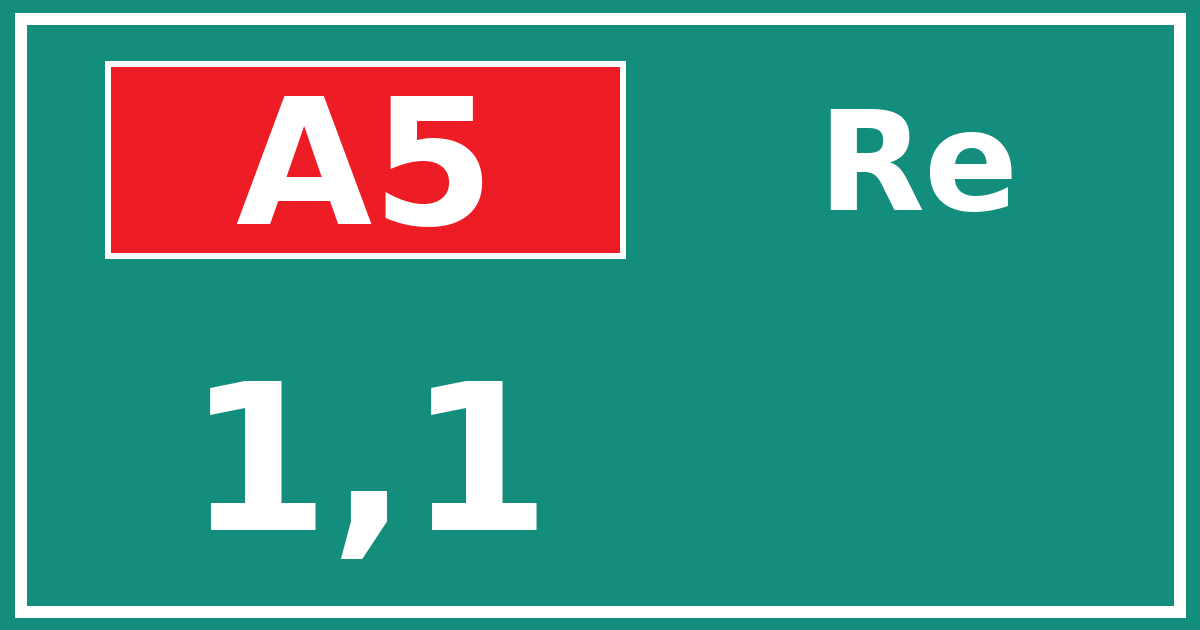 Hectometerbord A5 1,1 zijde Re