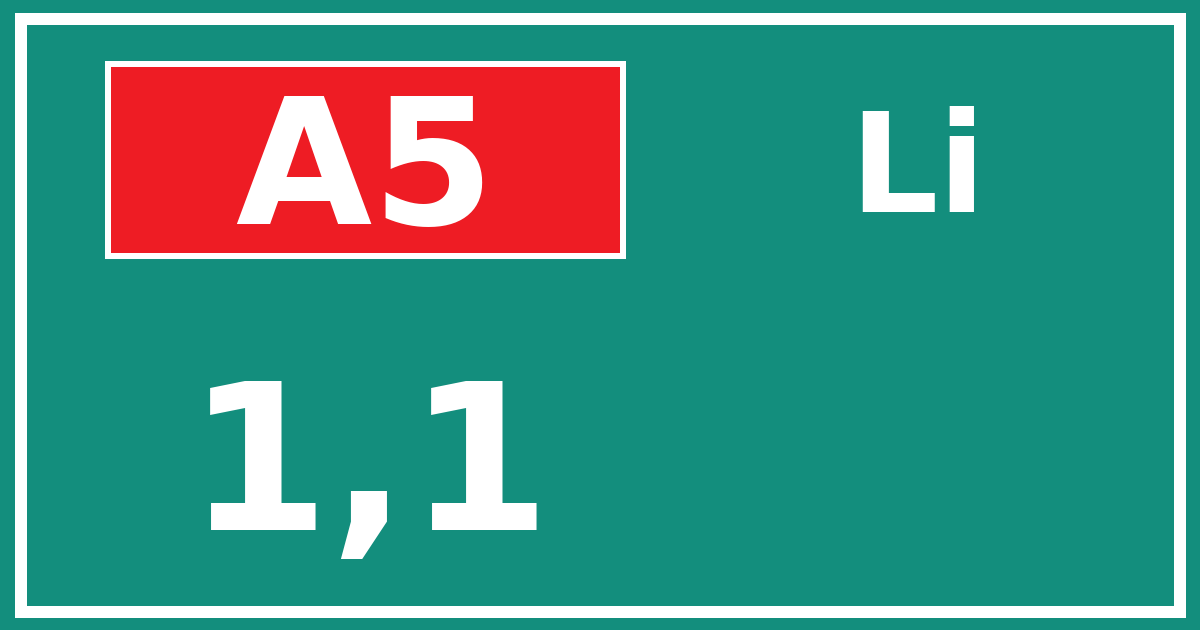 Hectometerbord A5 1,1 zijde Li