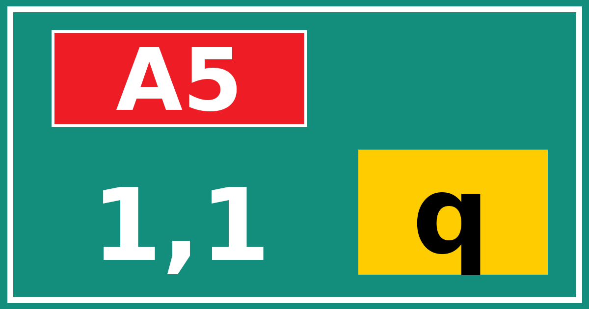 Hectometerbord A5 1,1 letter q