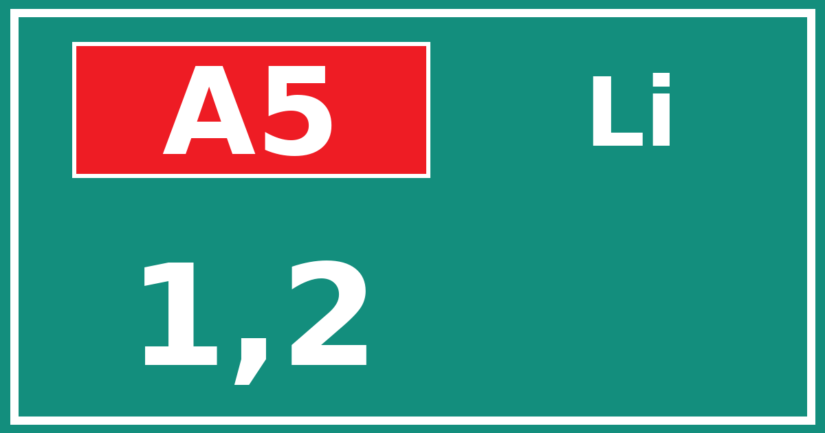 Hectometerbord A5 1,2 zijde Li