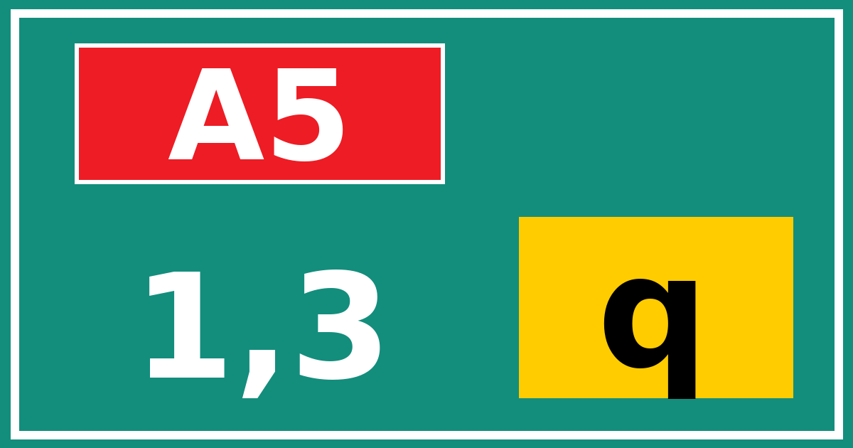 Hectometerbord A5 1,3 letter q