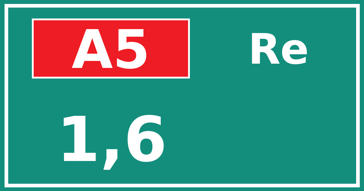 Hectometerbord A5 1,6 zijde Re