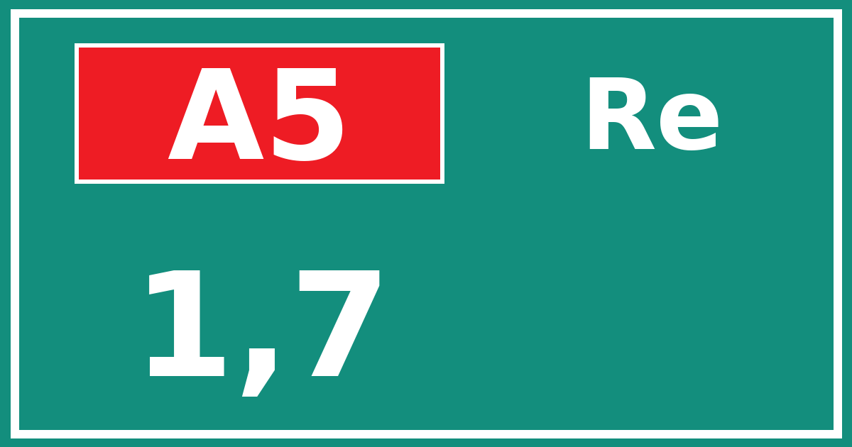 Hectometerbord A5 1,7 zijde Re