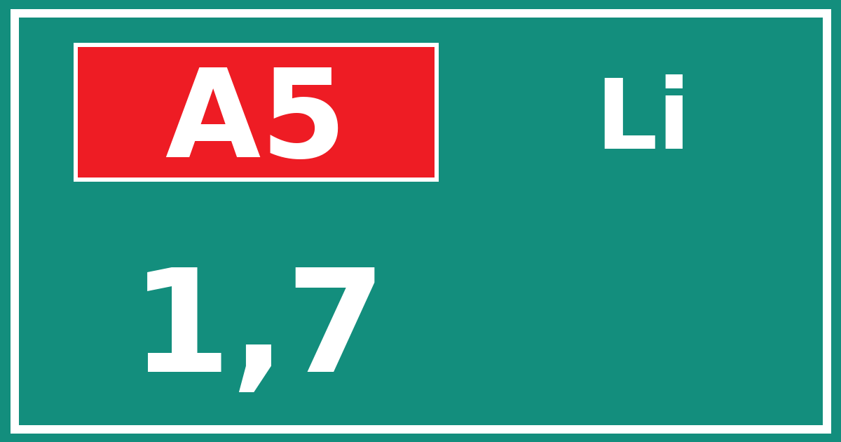 Hectometerbord A5 1,7 zijde Li