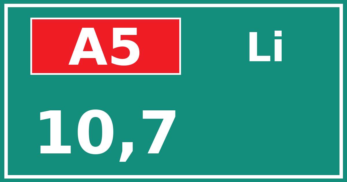 Hectometerbord A5 10,7 zijde Li