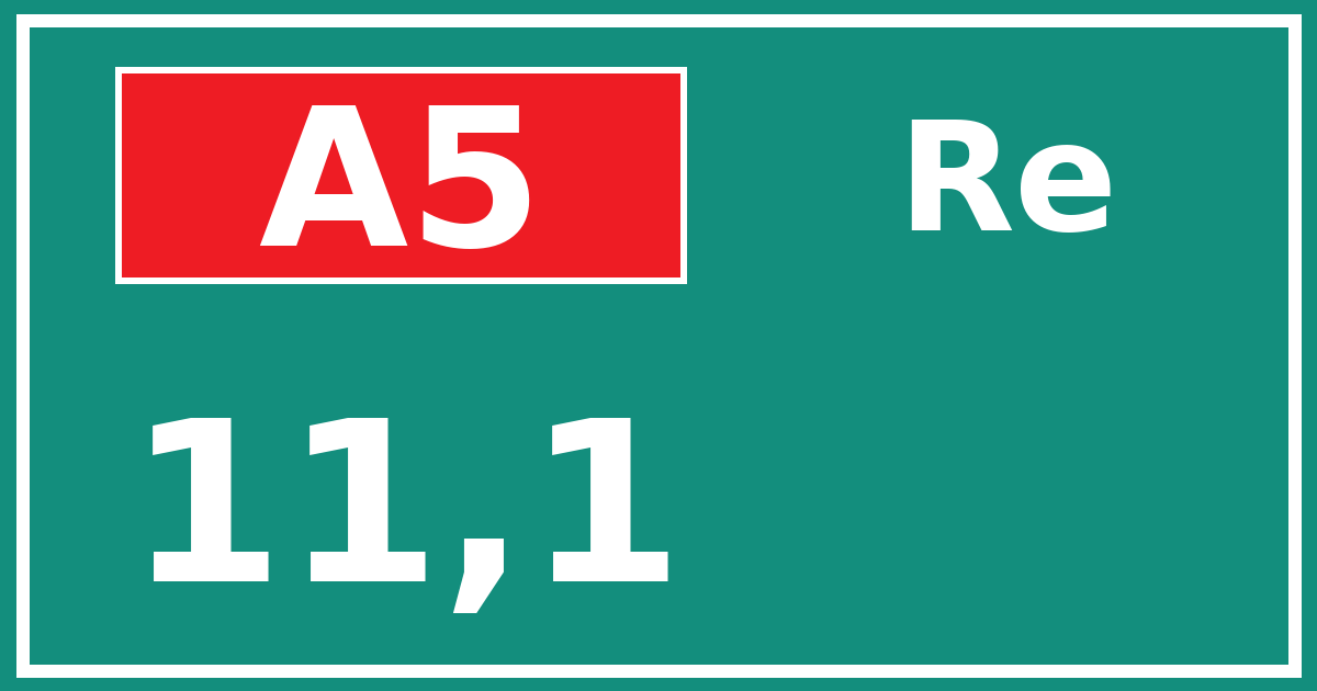 Hectometerbord A5 11,1 zijde Re