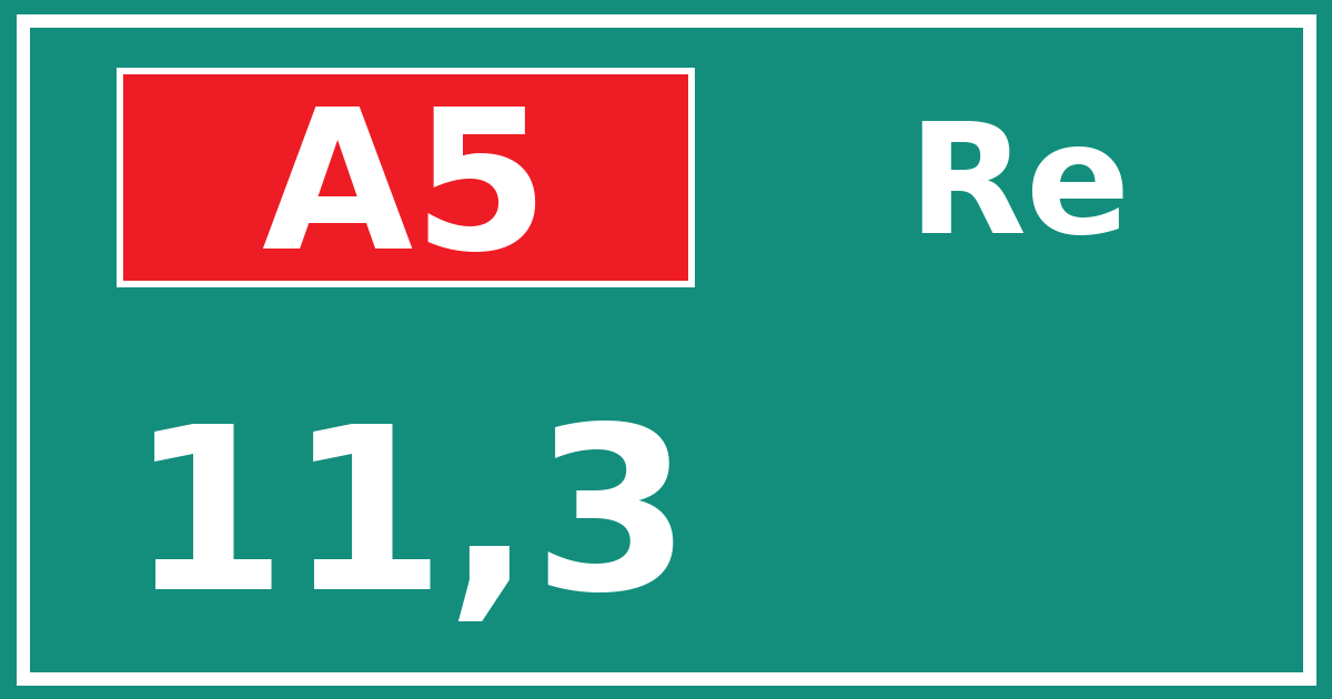 Hectometerbord A5 11,3 zijde Re