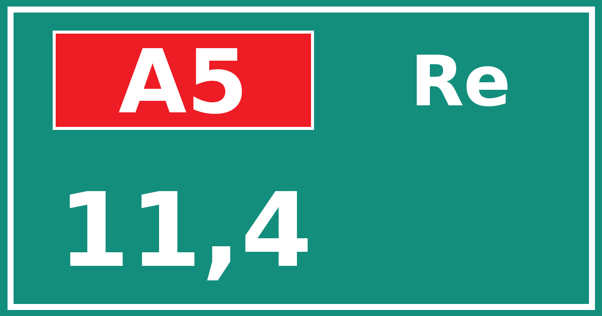 Hectometerbord A5 11,4 zijde Re