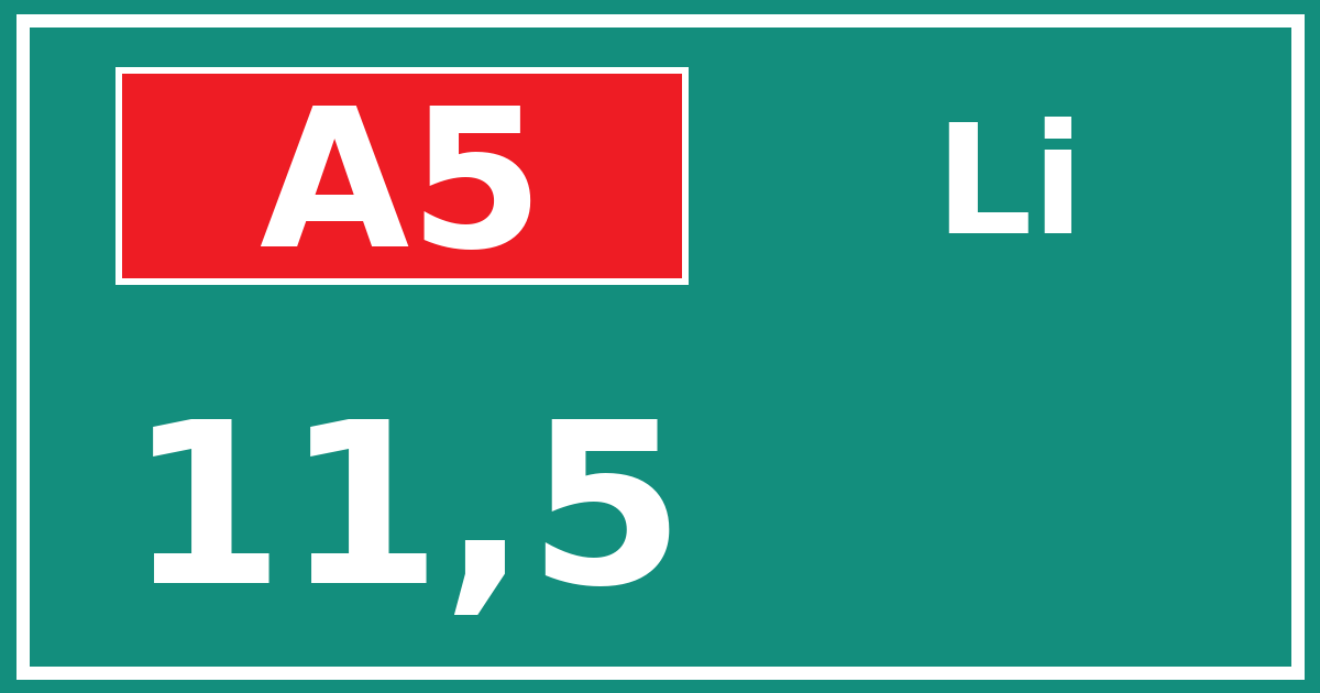 Hectometerbord A5 11,5 zijde Li