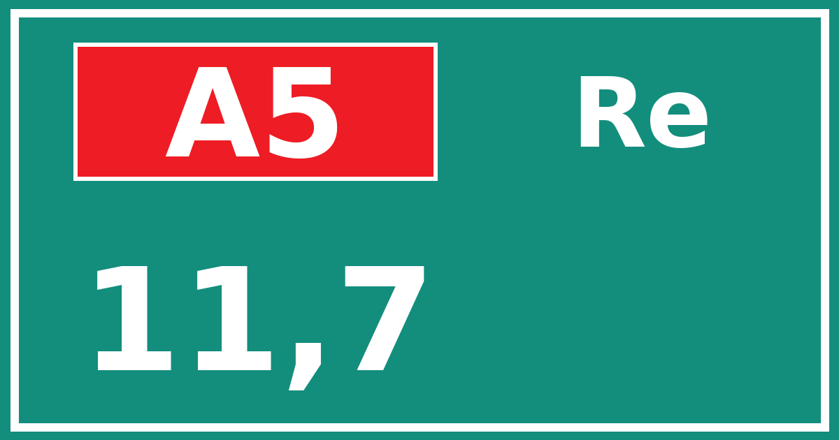 Hectometerbord A5 11,7 zijde Re