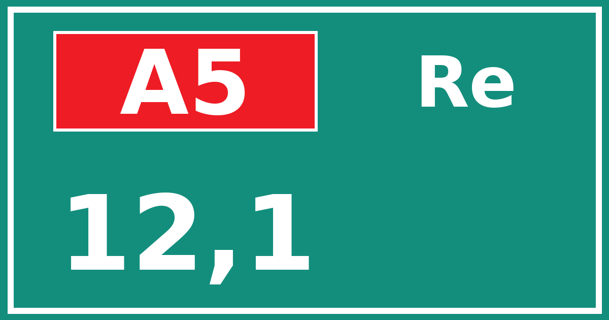 Hectometerbord A5 12,1 zijde Re