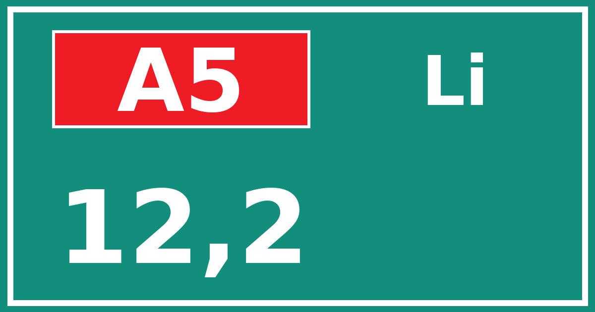 Hectometerbord A5 12,2 zijde Li