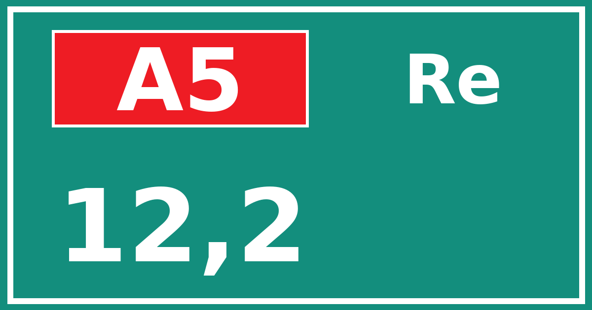 Hectometerbord A5 12,2 zijde Re