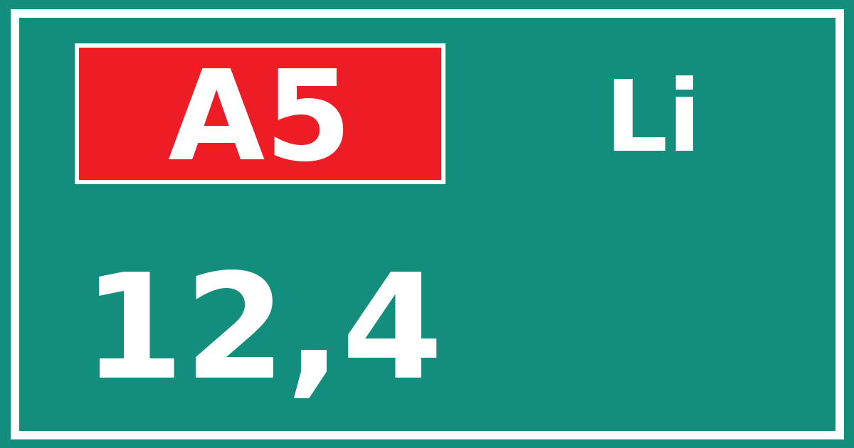 Hectometerbord A5 12,4 zijde Li
