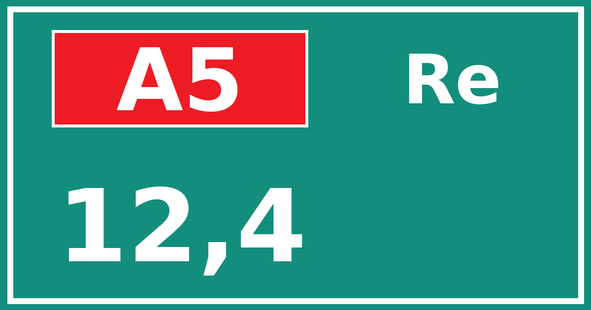 Hectometerbord A5 12,4 zijde Re