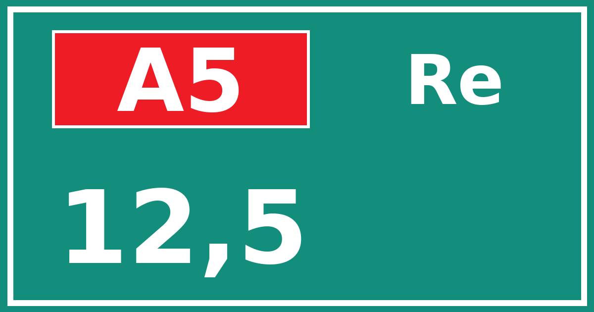 Hectometerbord A5 12,5 zijde Re