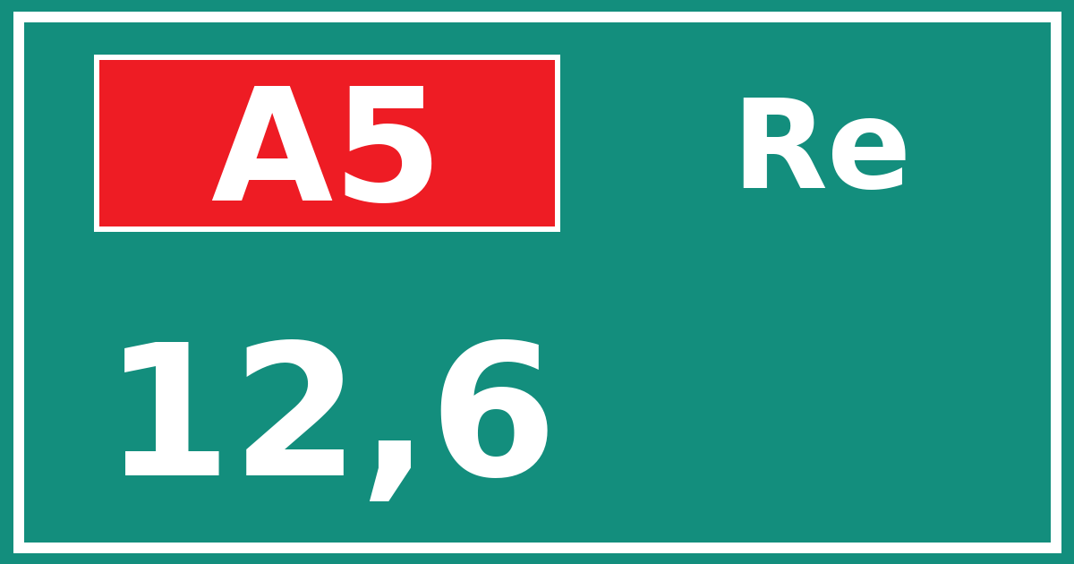 Hectometerbord A5 12,6 zijde Re