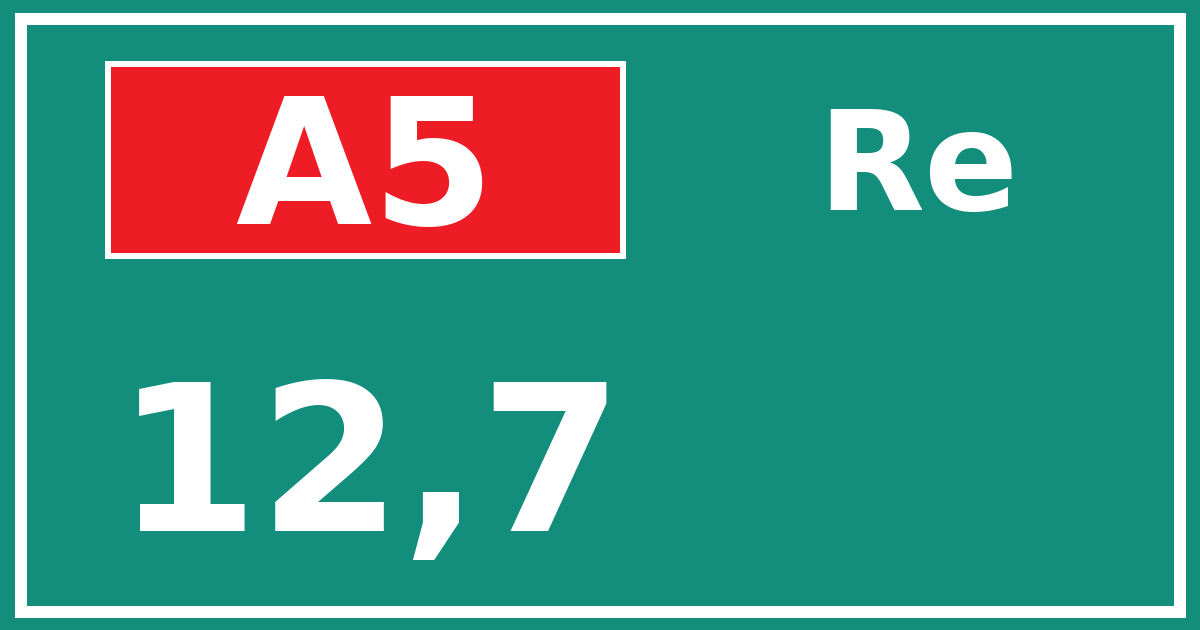 Hectometerbord A5 12,7 zijde Re