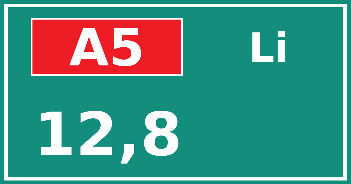 Hectometerbord A5 12,8 zijde Li