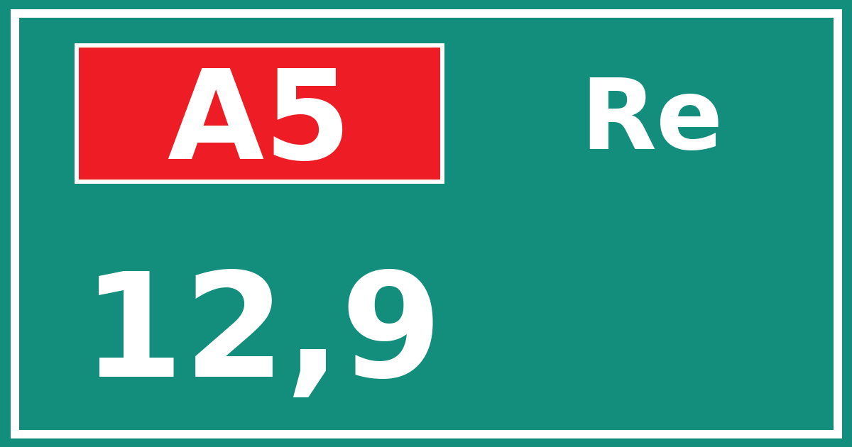 Hectometerbord A5 12,9 zijde Re