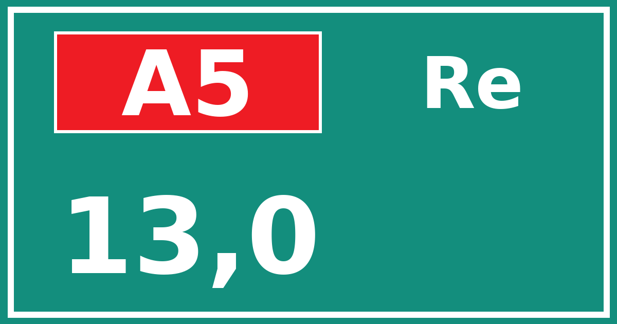 Hectometerbord A5 13,0 zijde Re