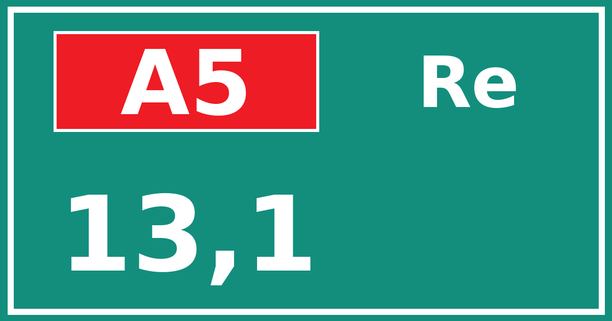 Hectometerbord A5 13,1 zijde Re