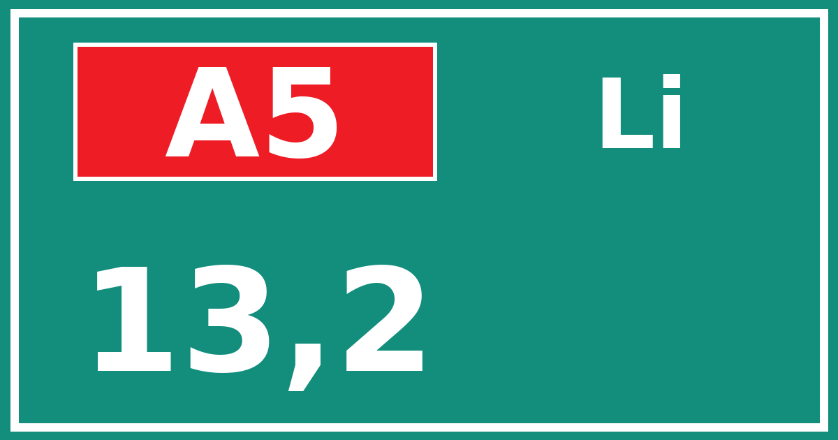 Hectometerbord A5 13,2 zijde Li