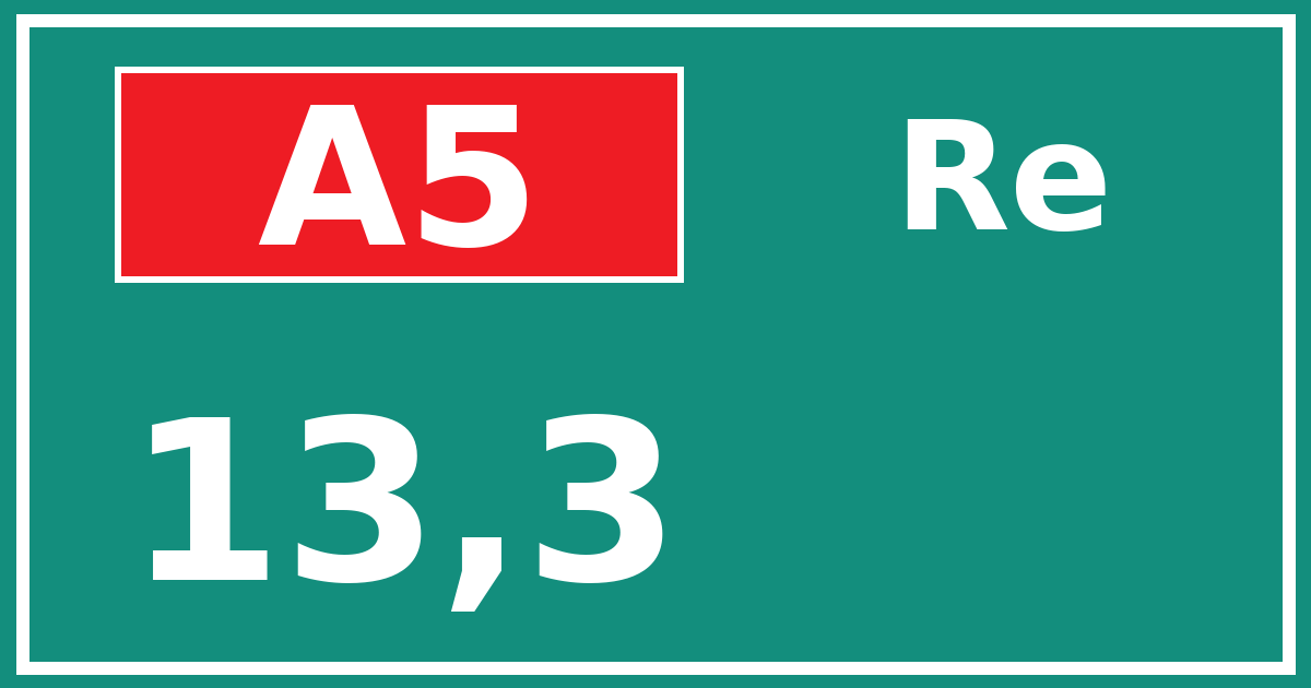 Hectometerbord A5 13,3 zijde Re