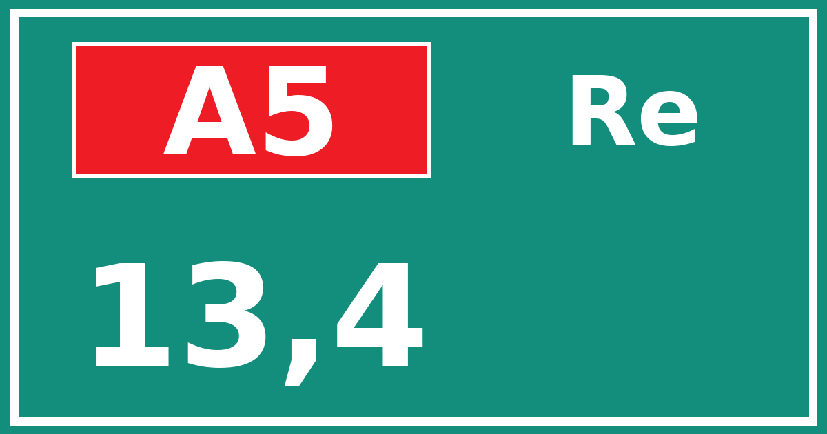 Hectometerbord A5 13,4 zijde Re