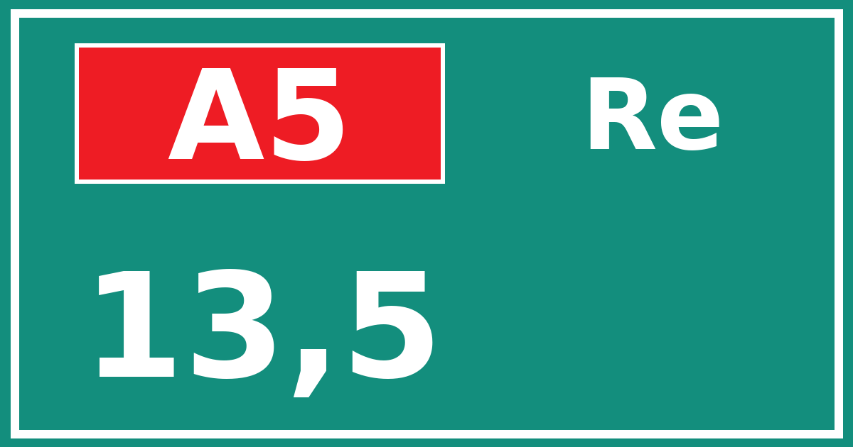 Hectometerbord A5 13,5 zijde Re