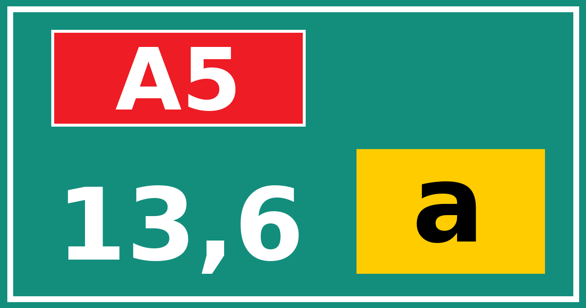 Hectometerbord A5 13,6 letter a
