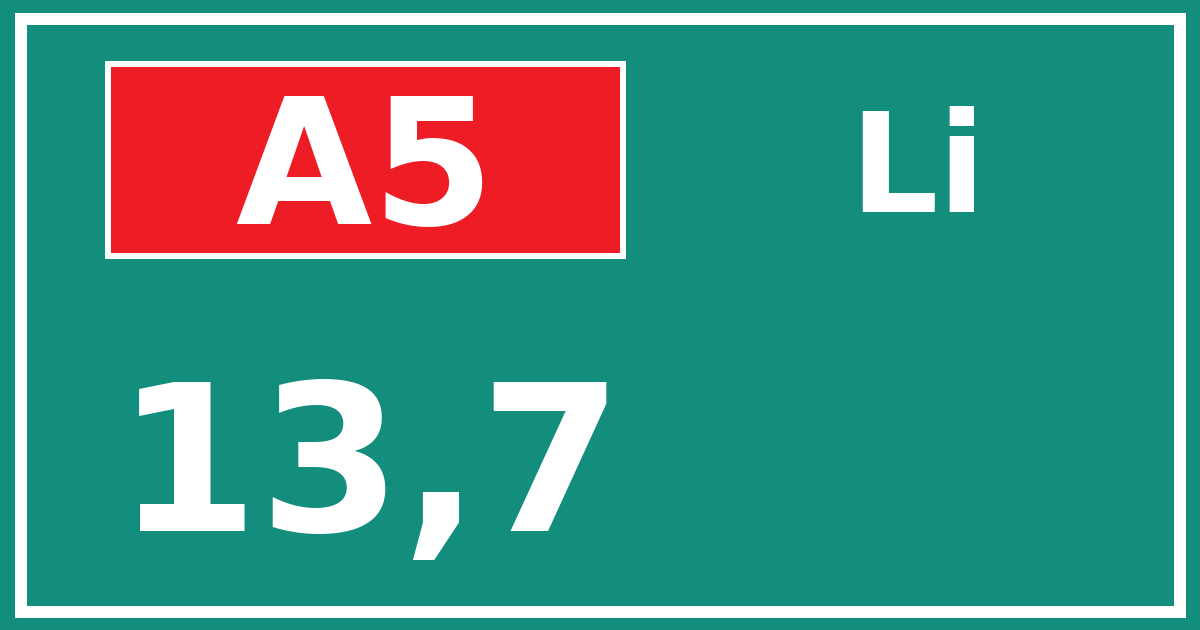 Hectometerbord A5 13,7 zijde Li
