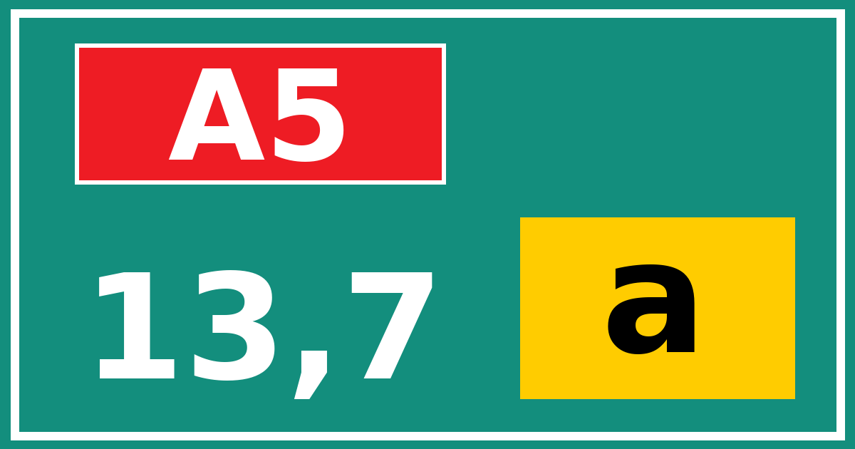 Hectometerbord A5 13,7 letter a